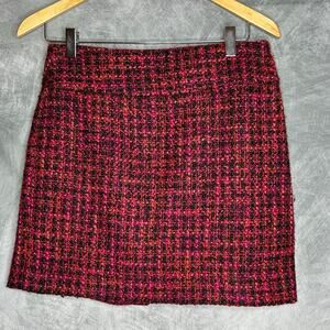 The Limited Skirt Women 2 Mini Thick Woven Texture Wool Blend Pink Black Office